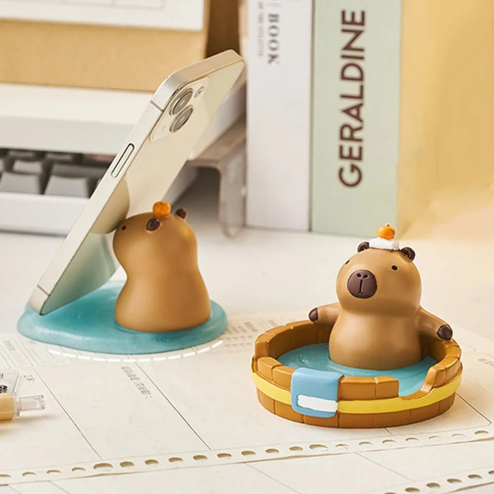 Crocodile Capybara Phone Holder Animal Figurines Desk Decor Capybara Mobole Phone Stand Cartoon Creative Capybara Model Toy