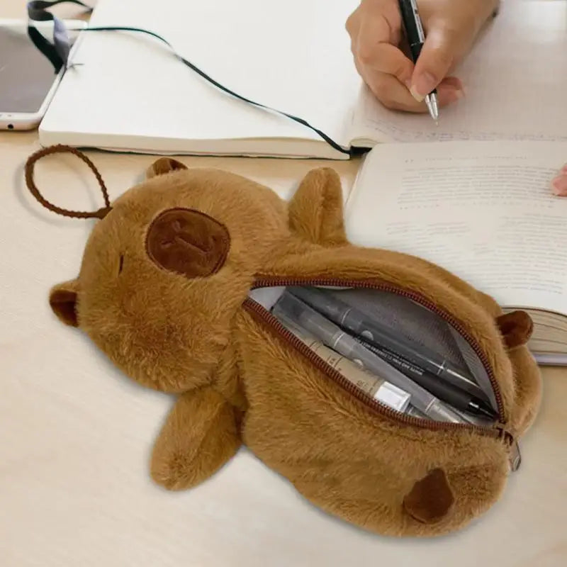 Capybara Pencil Case Plush Animal Cartoon Case Pencil Bag Large Capacity Cartoon Zipper Organizer for Pens for Youth Students