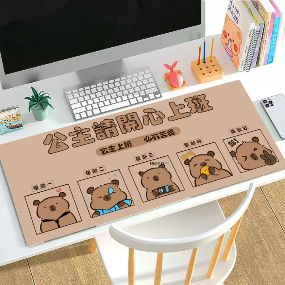 Kawaii Cartoon Capybara Mouse Pad Desk Pad Non-Slip Home Office Computer Desk Protector Keyboard Mice Mat Gaming Accessories