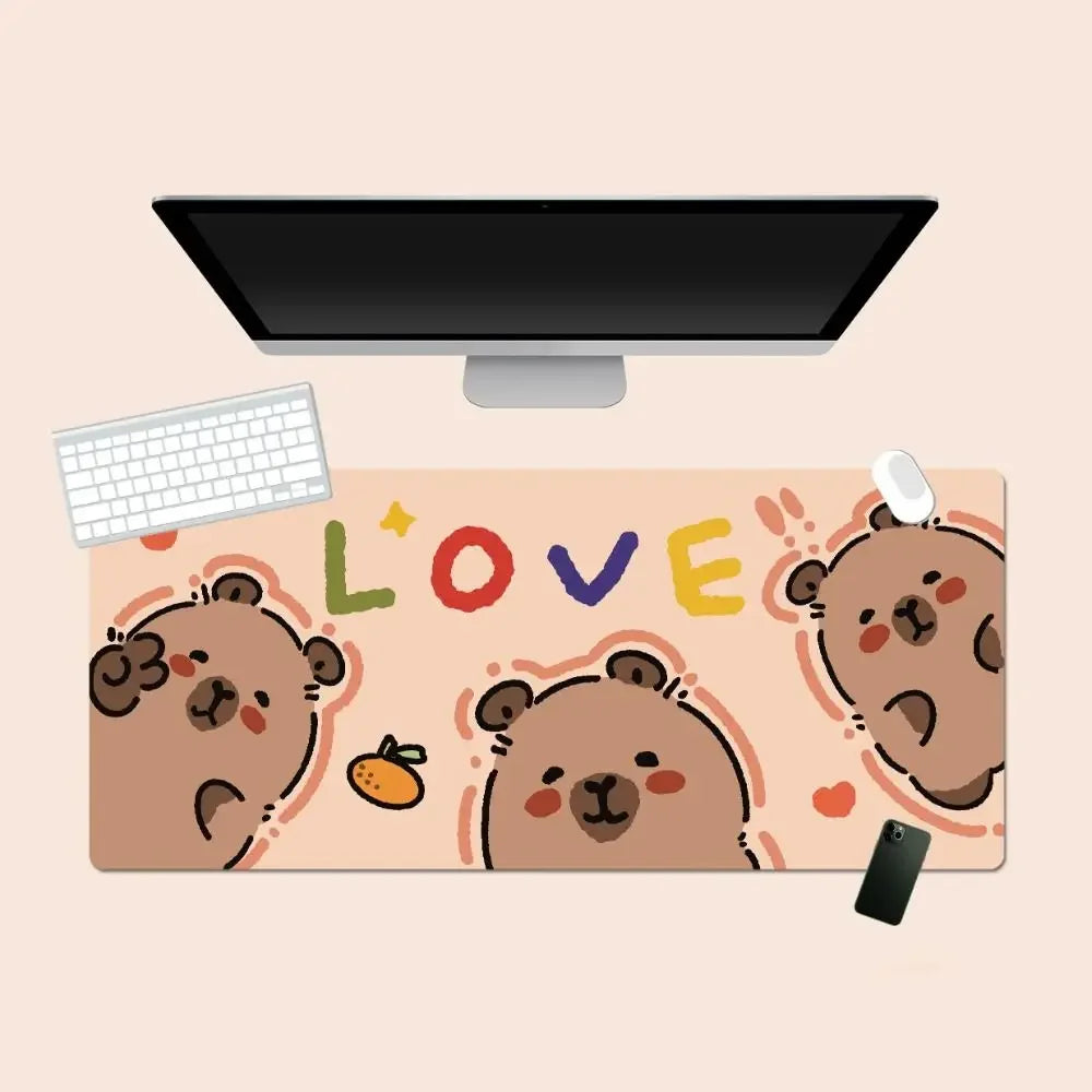 Kawaii Cartoon Capybara Mouse Pad Desk Pad Non-Slip Home Office Computer Desk Protector Keyboard Mice Mat Gaming Accessories