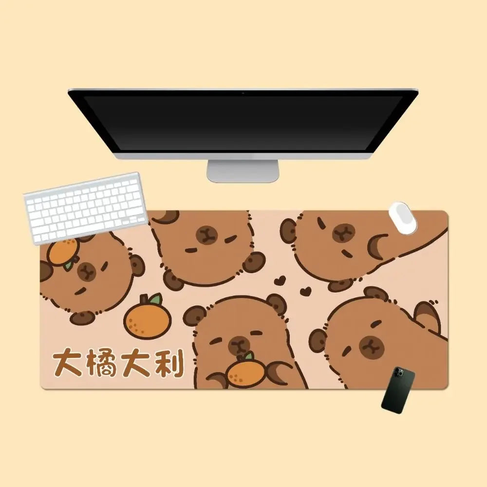 Kawaii Cartoon Capybara Mouse Pad Desk Pad Non-Slip Home Office Computer Desk Protector Keyboard Mice Mat Gaming Accessories