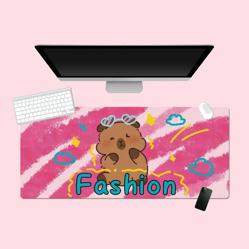 Kawaii Cartoon Capybara Mouse Pad Desk Pad Non-Slip Home Office Computer Desk Protector Keyboard Mice Mat Gaming Accessories