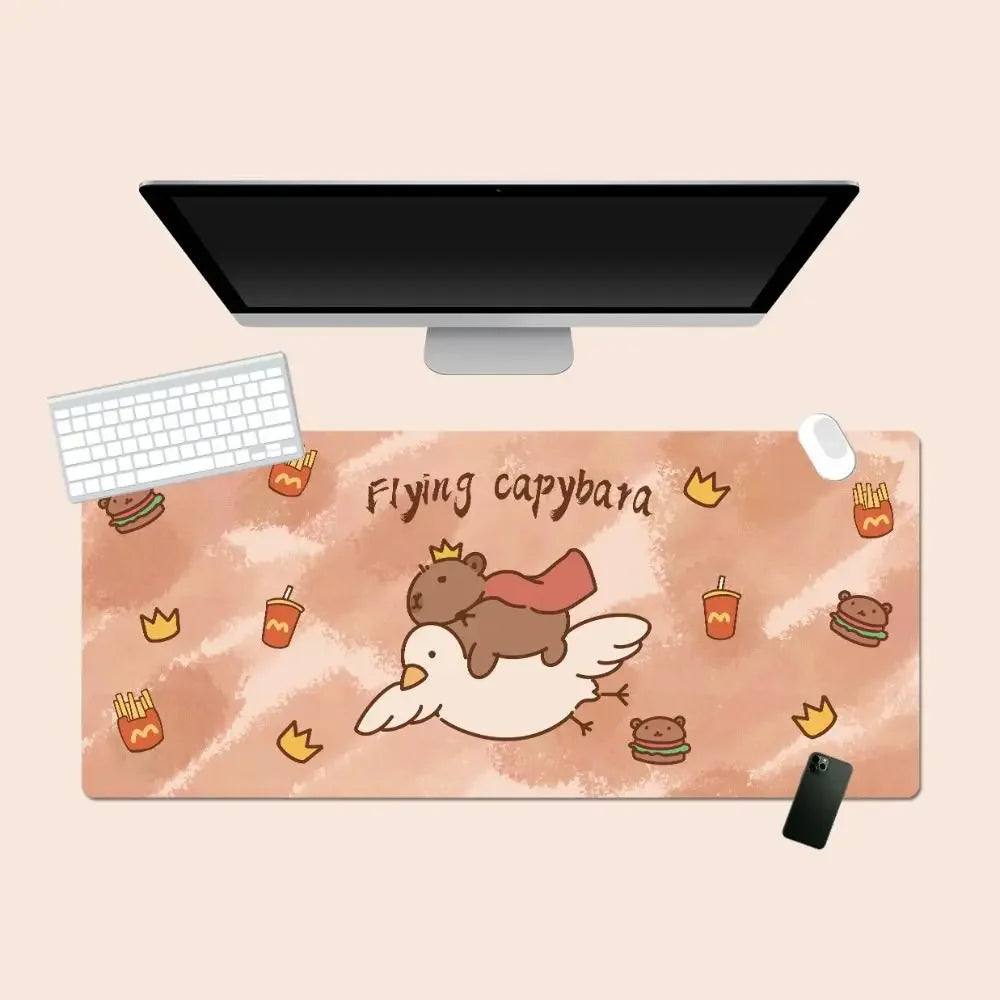 Kawaii Cartoon Capybara Mouse Pad Desk Pad Non-Slip Home Office Computer Desk Protector Keyboard Mice Mat Gaming Accessories