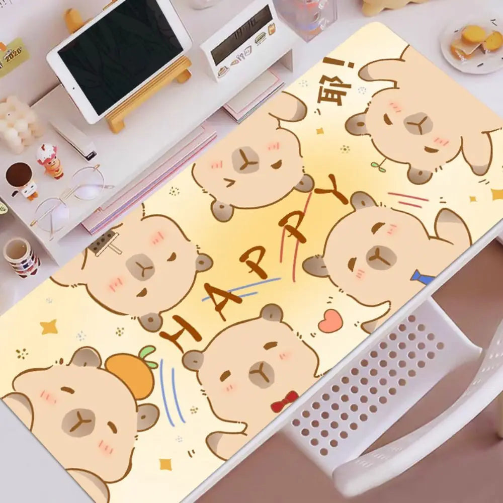 Kawaii Cartoon Capybara Mouse Pad Desk Pad Non-Slip Home Office Computer Desk Protector Keyboard Mice Mat Gaming Accessories