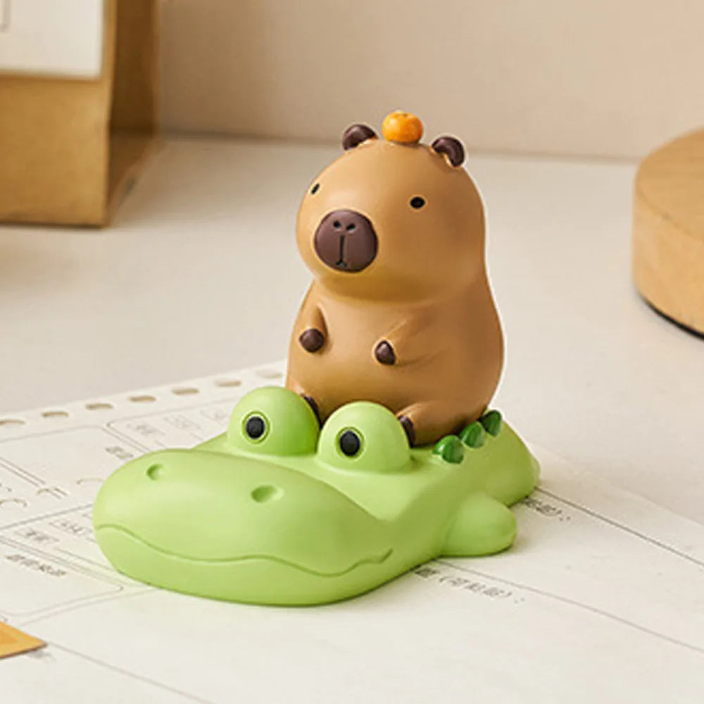 Crocodile Capybara Phone Holder Animal Figurines Desk Decor Capybara Mobole Phone Stand Cartoon Creative Capybara Model Toy