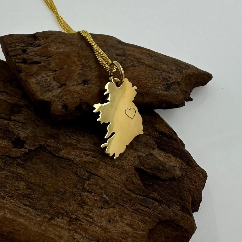 Bestseller 18K Gold Coated Ireland Map Necklace | Irish Country Outline Pendant | Irish Heritage Jewelry | Celtic Travel Gift for Her or Him