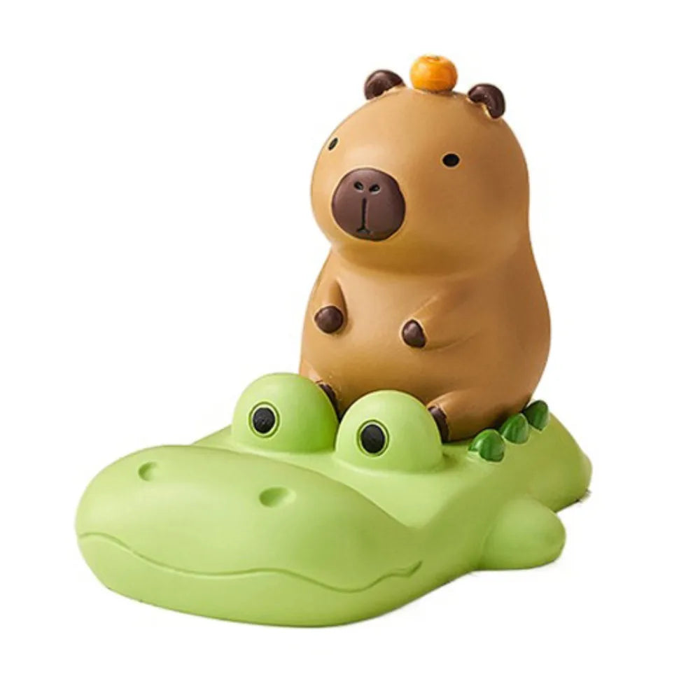 Crocodile Capybara Phone Holder Animal Figurines Desk Decor Capybara Mobole Phone Stand Cartoon Creative Capybara Model Toy