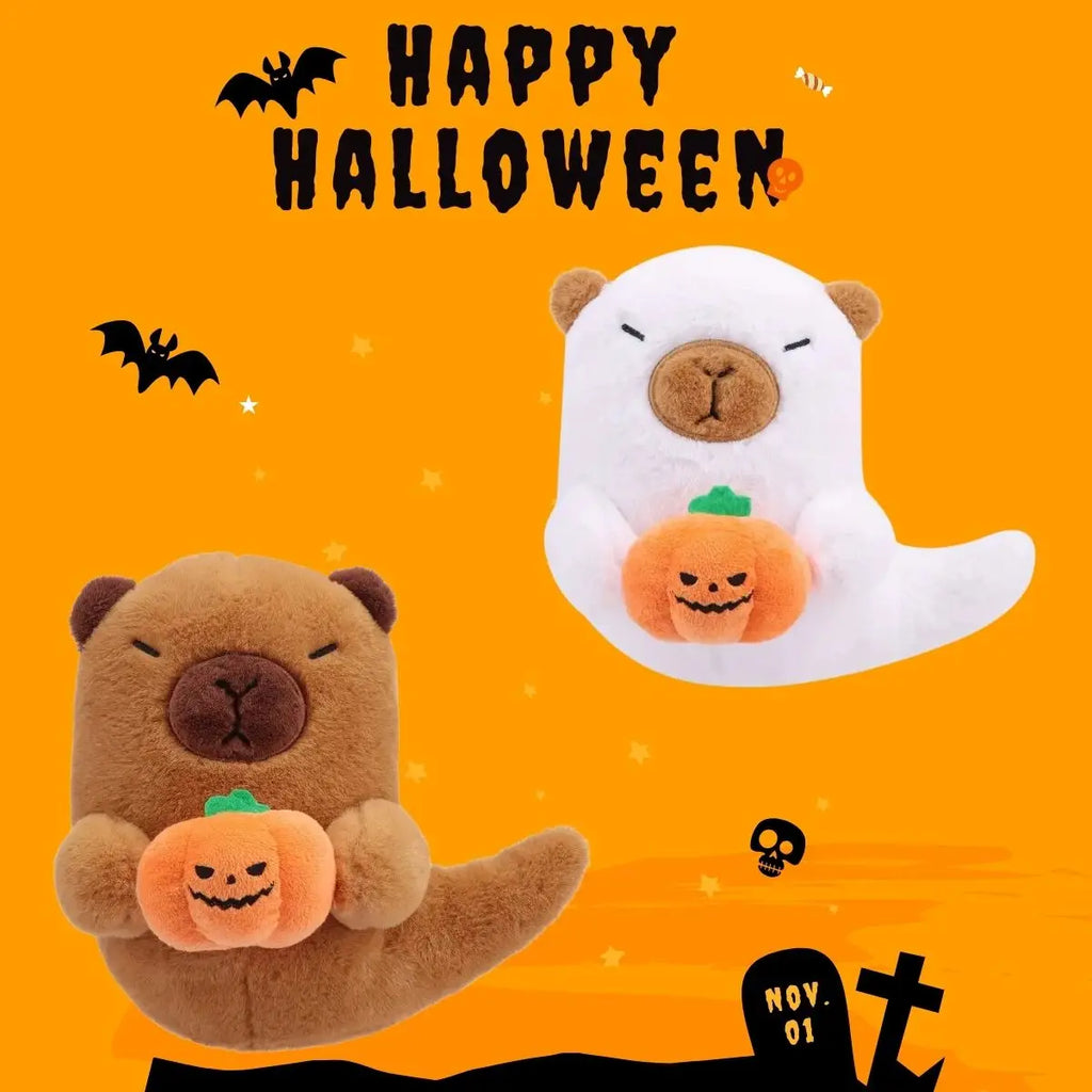 20Cm Cute Ghost Capybara Plush Toys Capybara with Pumpkin Stuffed Dolls Ghost Plushis Halloween Gifts Kids Halloween Decoration