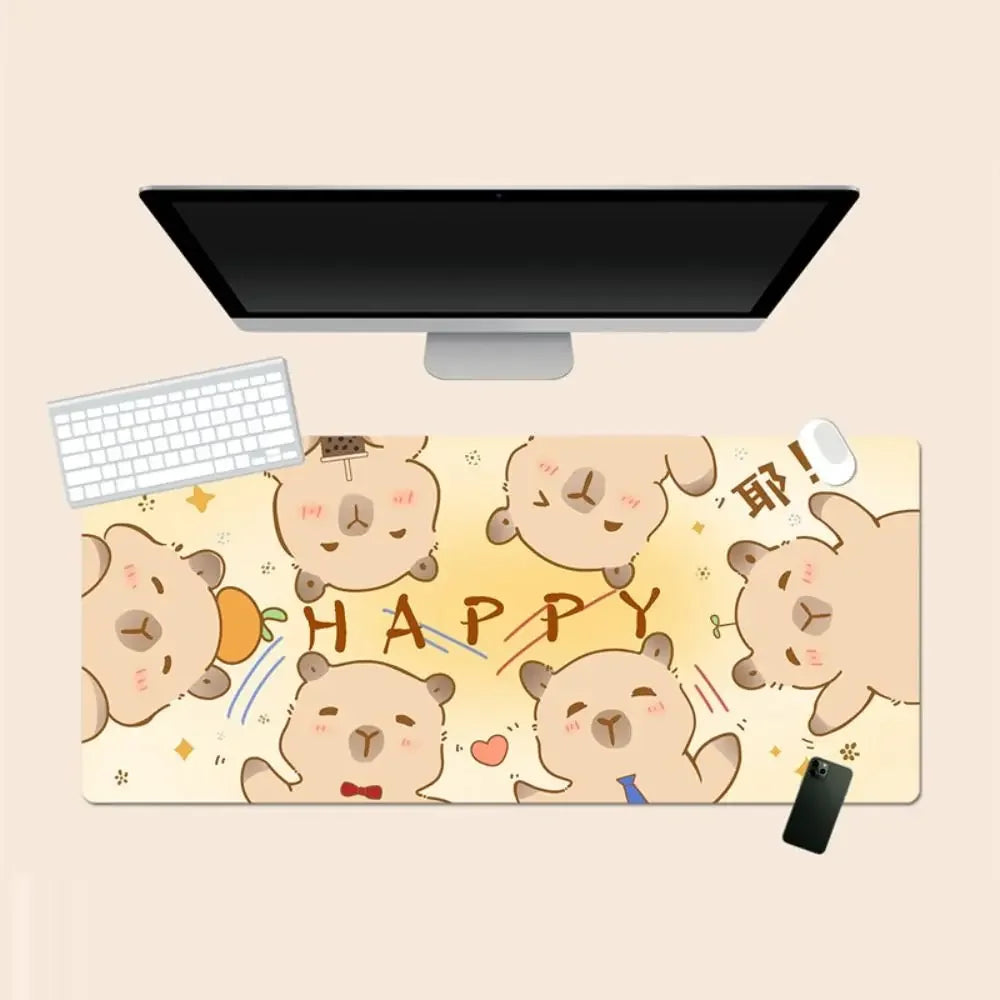 Kawaii Cartoon Capybara Mouse Pad Desk Pad Non-Slip Home Office Computer Desk Protector Keyboard Mice Mat Gaming Accessories